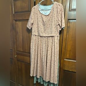 Maidens Muse Floral Midi Dress with Short Sleeves